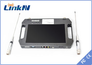 Bộ thu video COFDM Tiếp nhận đa dạng ăng-ten kép AES256 H.264 2-8MHz với màn hình được cung cấp pin