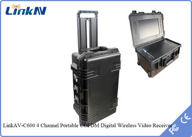 Bộ thu video COFDM chiến thuật HDMI CVBS với Pin &amp; Màn hình Hỗ trợ ghi HDD &amp; Thẻ TF