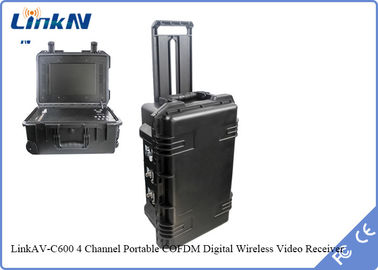 Bộ thu video COFDM di động với pin &amp; màn hình Mã hóa AES256 Độ nhạy cao 106dBm @ 2MHz