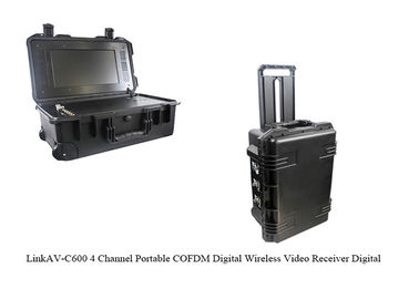 Bộ thu video COFDM chiến thuật HDMI CVBS với Pin &amp; Màn hình Hỗ trợ ghi HDD &amp; Thẻ TF