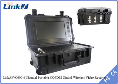 Chiếc vali máy thu video COFDM IP65 với pin và màn hình AES256 mã hóa DC-12V